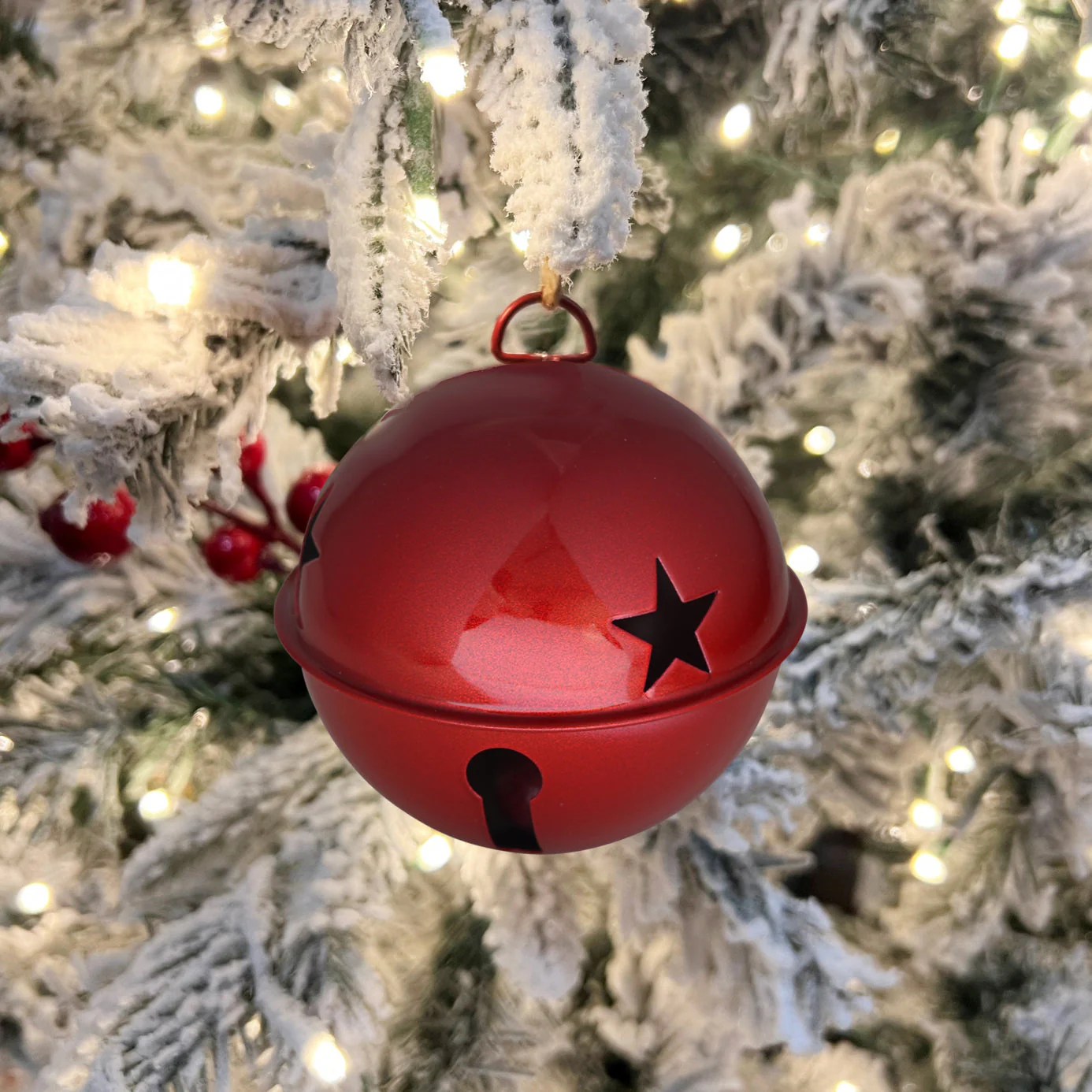 Jingle Bell Ornaments (large version) - 6 Pack - Shiny Red - Image 4