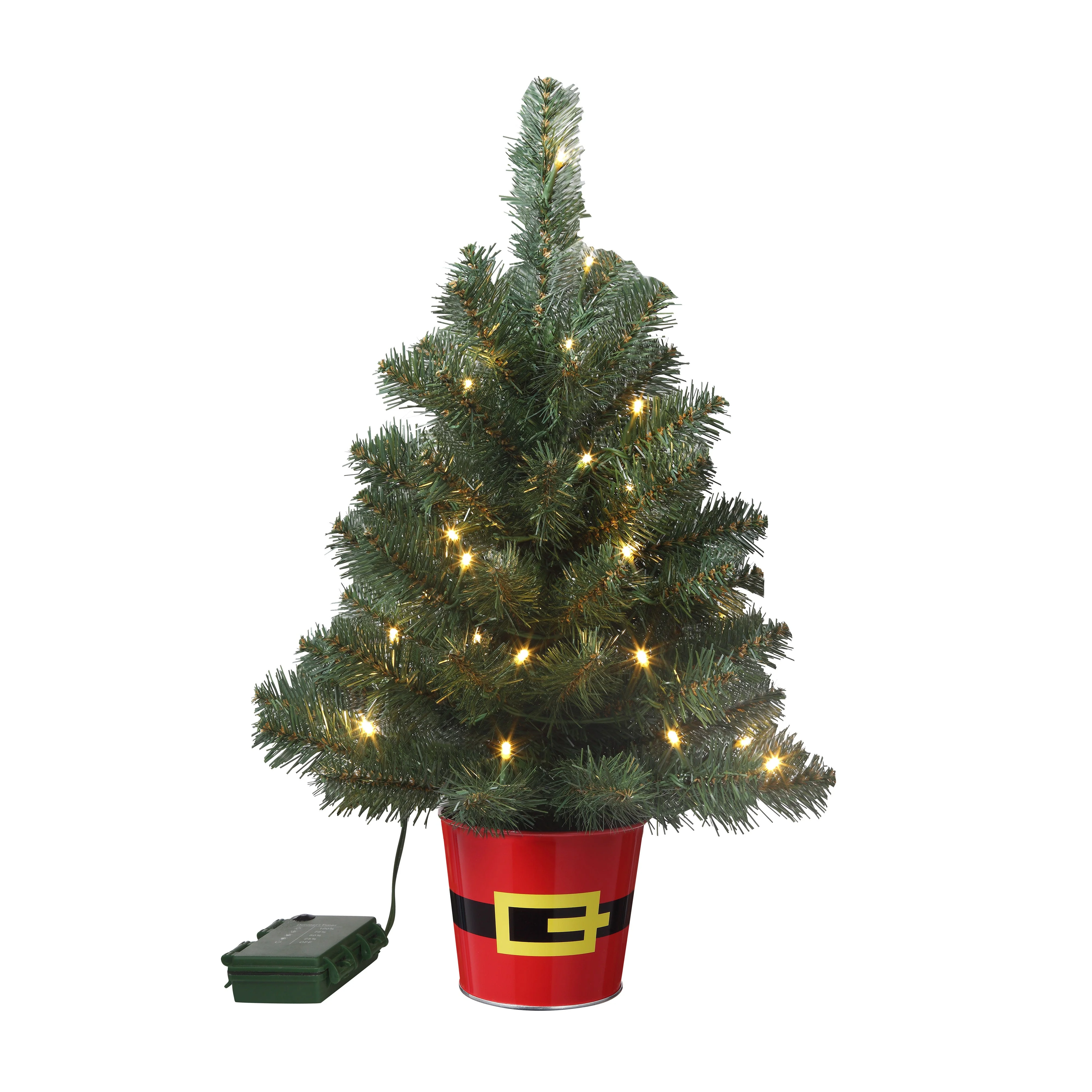 Night Night Tree in Red Metal Santa Belt Pot - Unique Night Light 20 inch Christmas Tree with 4 Brightness Settings and Auto Timer - Image 9