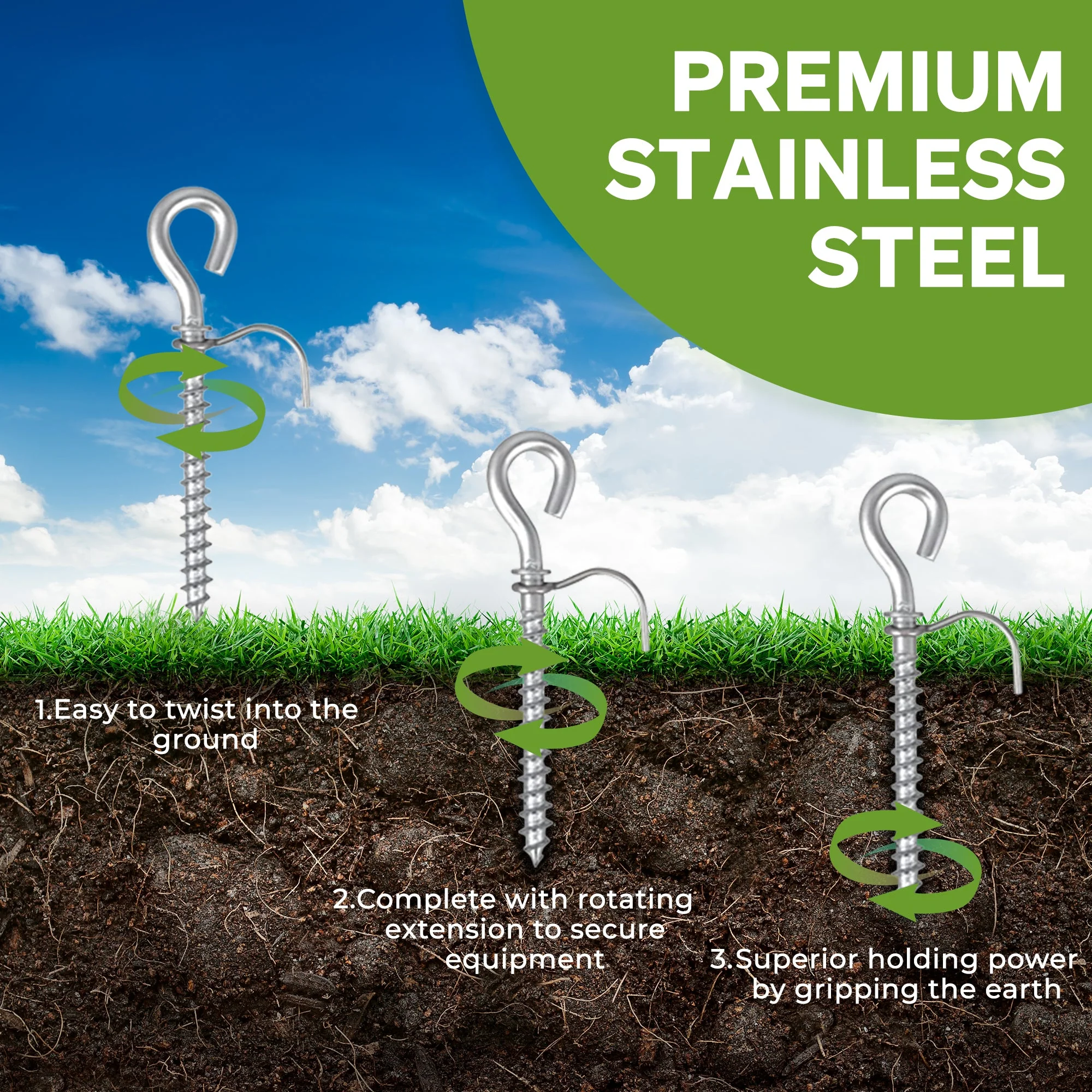 PrimeStakes - The Best All Weather Twist in Anchor Stake - 5 Inches long, 4 PACK or 8 PACK - Image 8