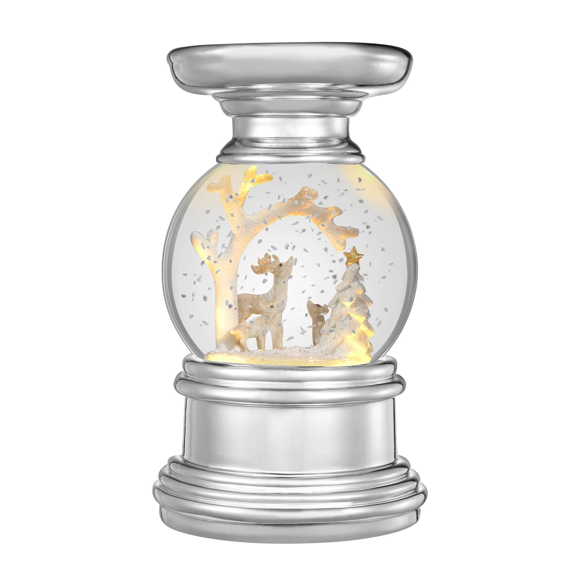 Snowburst Christmas Snow Globe Candle Holder - Deer