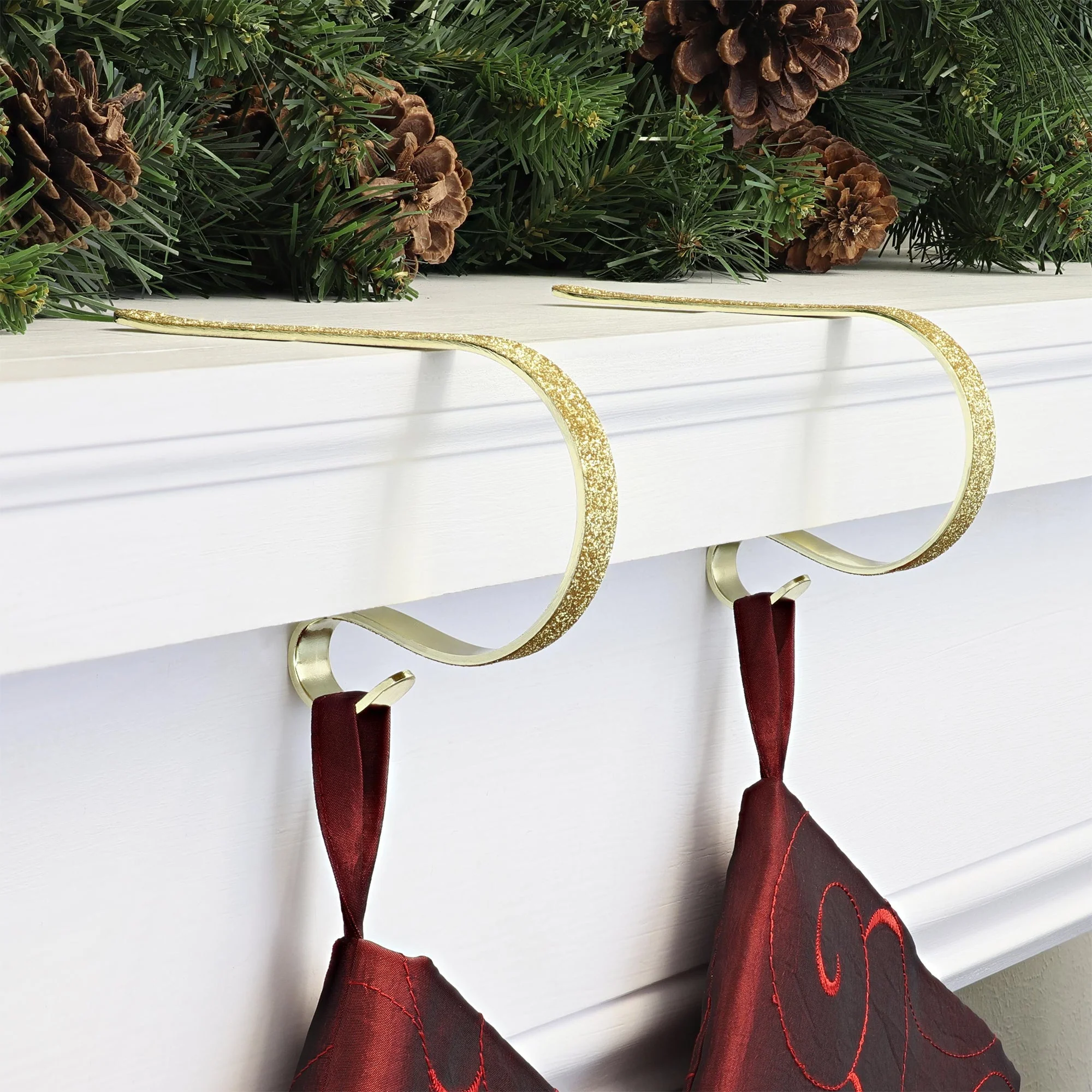 The Original MantleClip Stocking Holder - Glitter Gold - Image 4