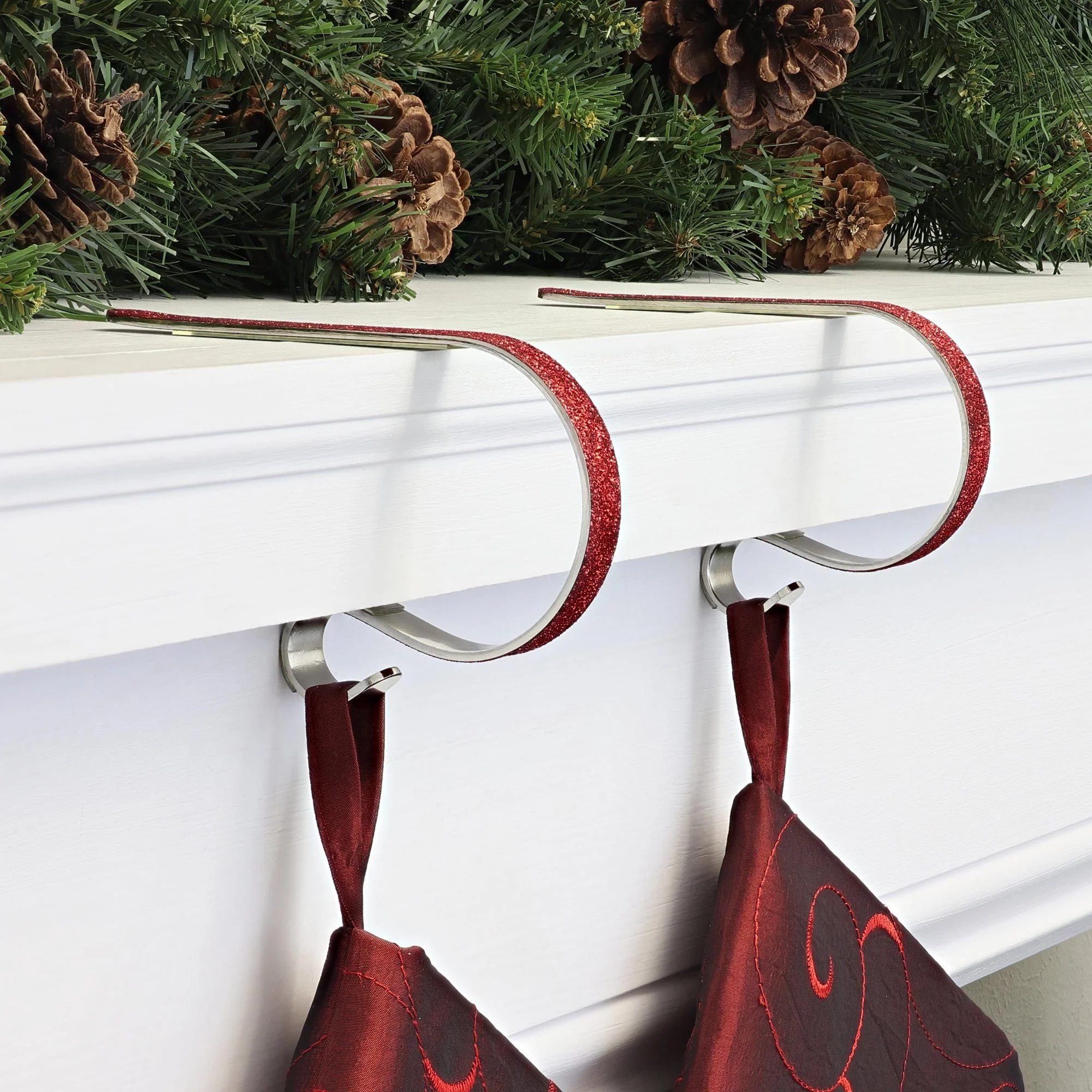 The Original MantleClip Stocking Holder - Glitter Red - Image 4