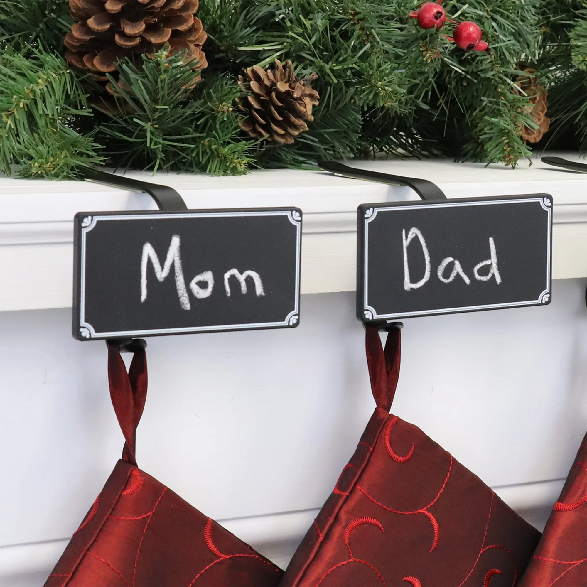 The Original MantleClip Stocking Holder with Chalkboards - Matte Black - Image 4