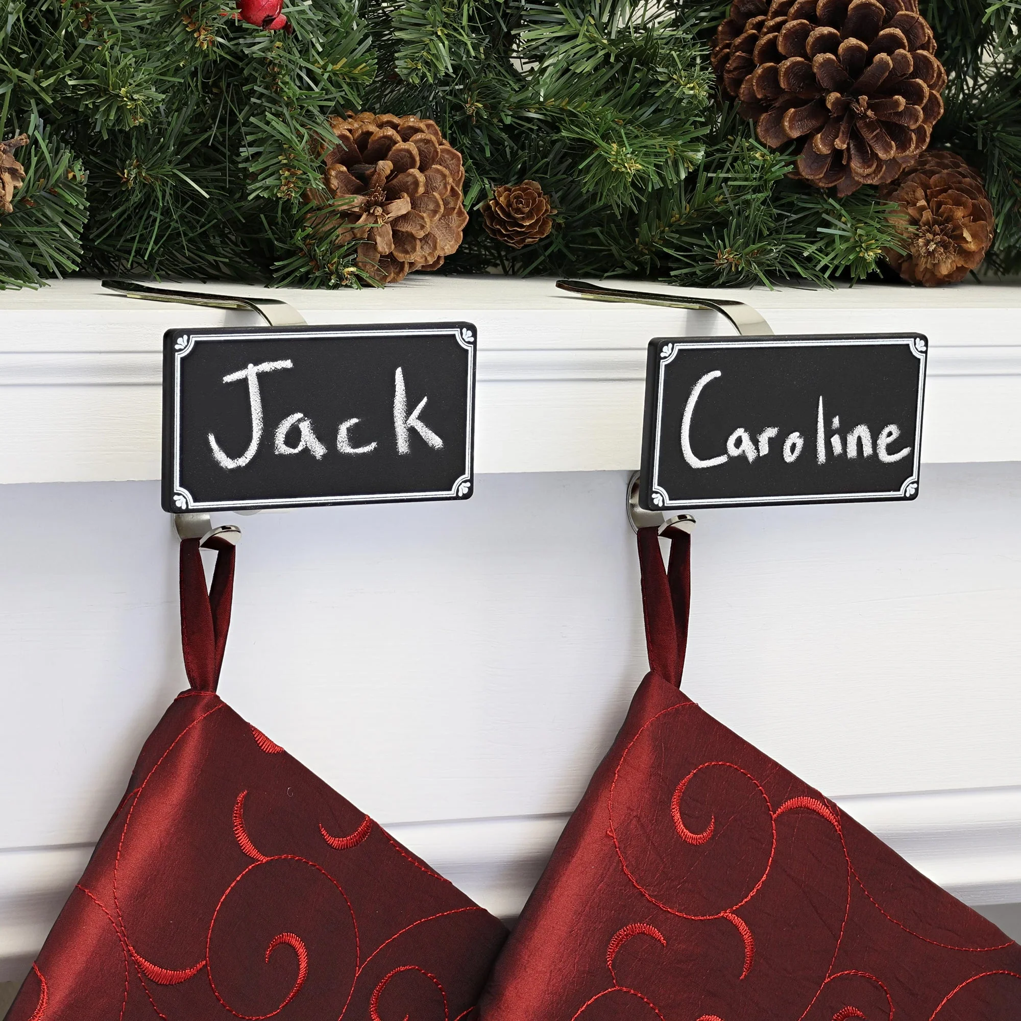 The Original MantleClip Stocking Holder with Chalkboards - Silver - Image 3