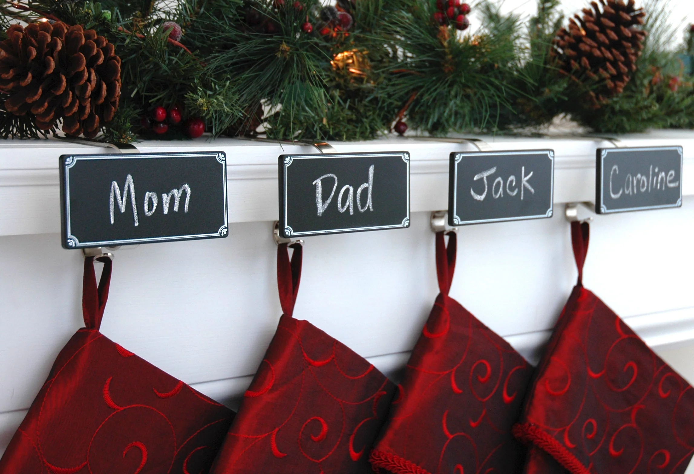 The Original MantleClip Stocking Holder with Chalkboards - Silver - Image 4