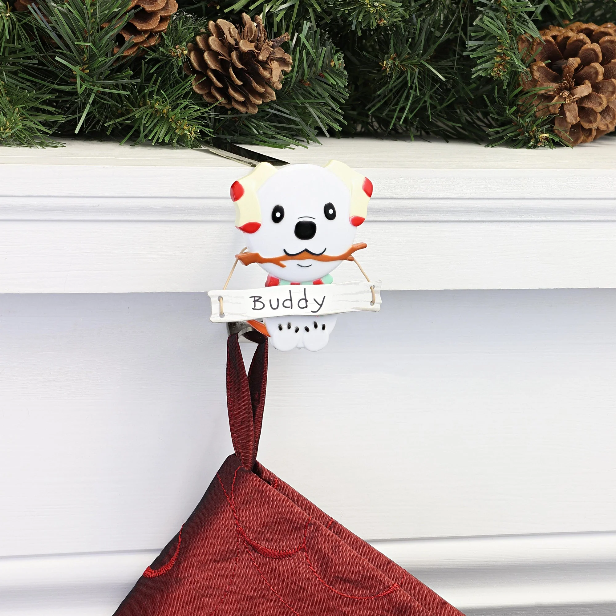 The Original MantleClip Stocking Holder with Snowman Family - Dog Icon - Image 5