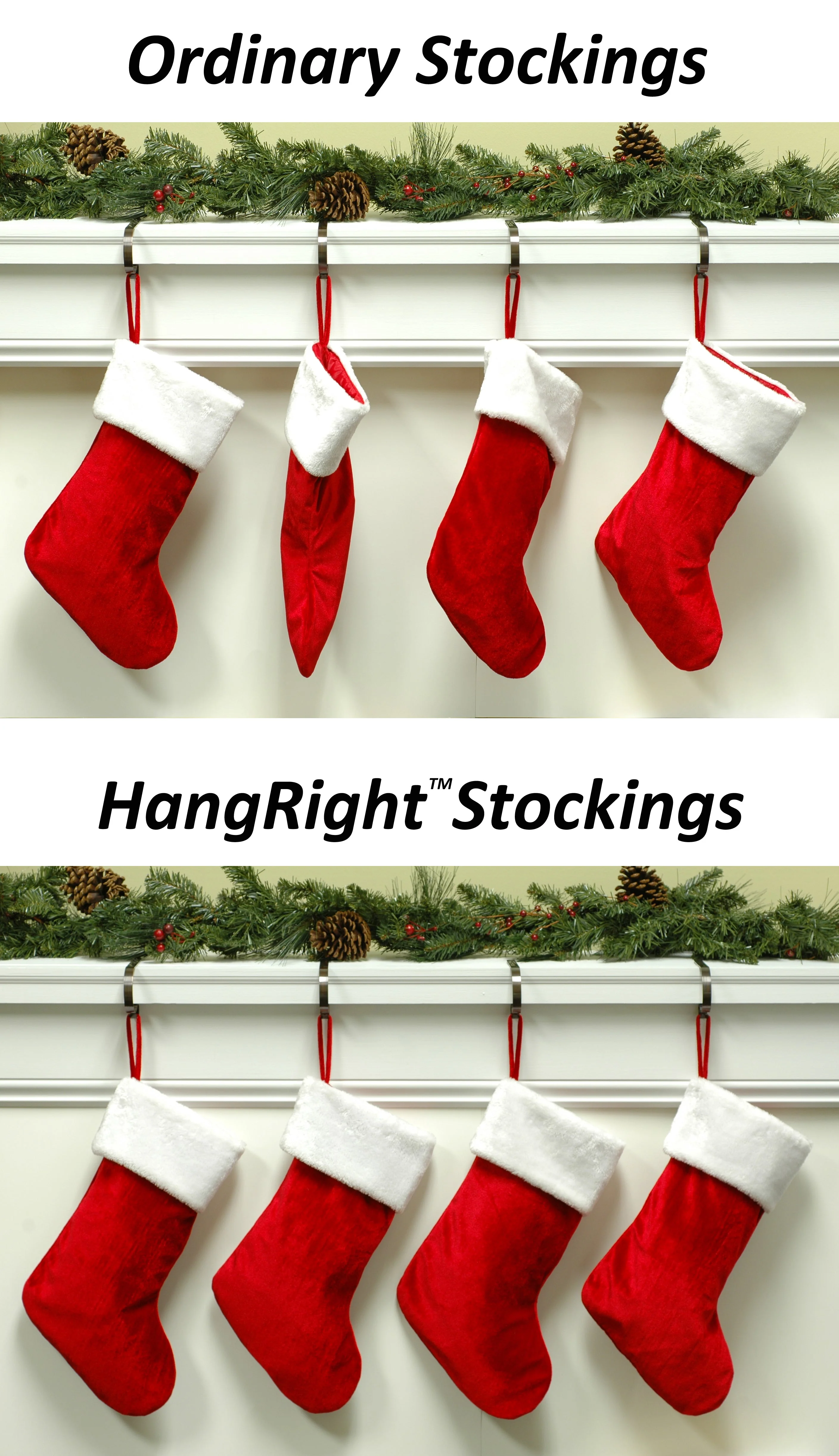 Velveteen Dark Green HangRight Stocking with White Cuff - 20 inches - Image 5